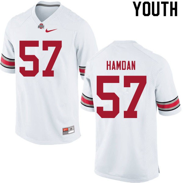 Ohio State Buckeyes #57 Zaid Hamdan Youth Stitch Jersey White